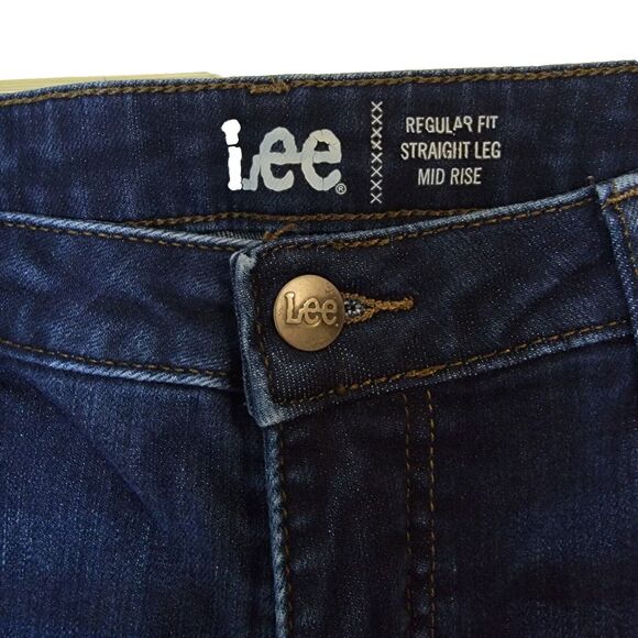 Lee Regular Fit Straight Leg Denim Petite Size 16P Dark Wash Blue - Picture 2 of 4